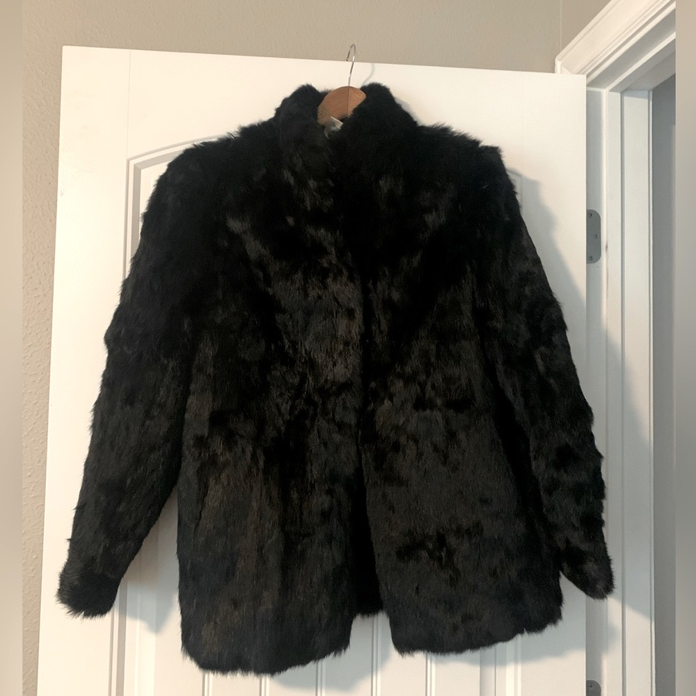 Black Somerset Furs coat~real rabbit 🖤